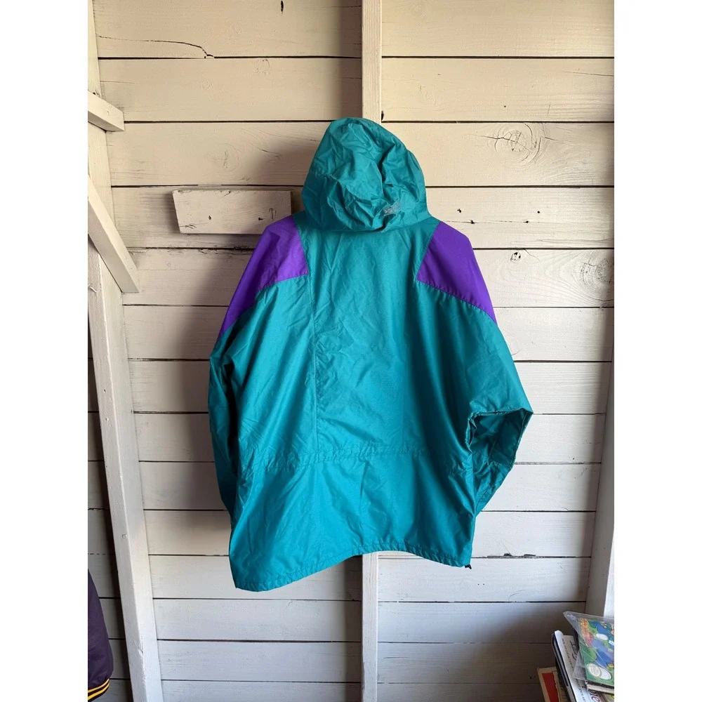 The North Face Vintage Mountain Jacket Teal Purple Colorblock Mens Medium Shell
